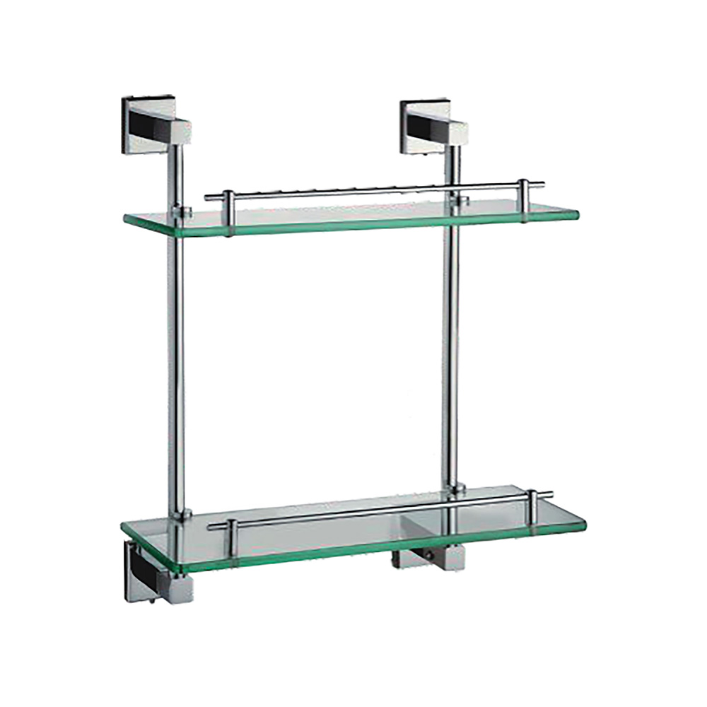 双层玻璃置物架带杆